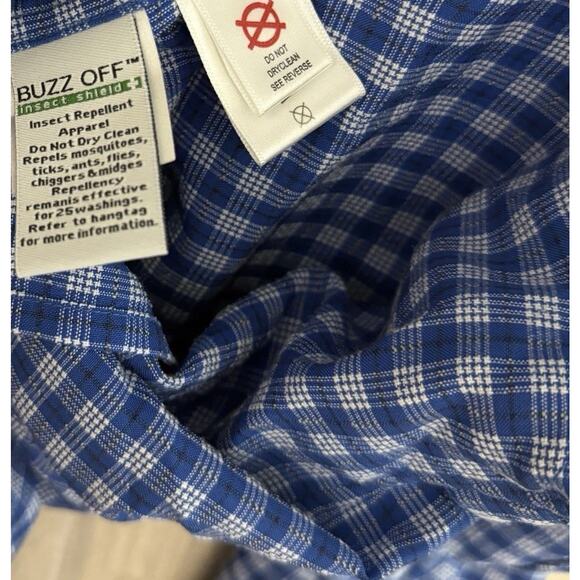EXOFFICIO Buzz Off Insect Shield Shirt Men Large Plaid Vented Fishing Camping - Picture 6 of 16